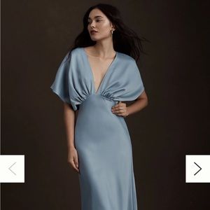 BHLDN LEILA satin charmeuse dress - dusty blue